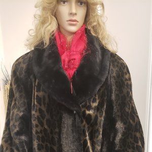 Novelti Faux Fur Leopard Print Jacket Size L